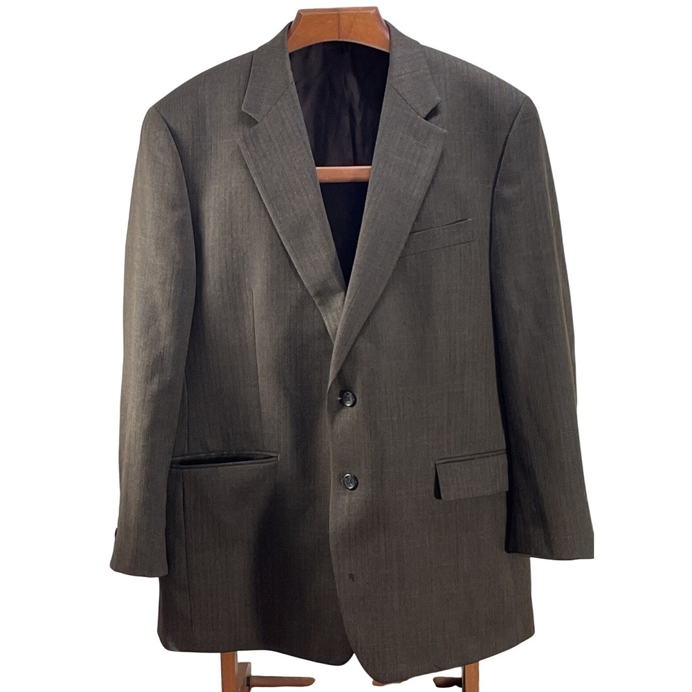 Lauren Ralph Lauren Mens 44R Blazer Brown Herringbone Wool Sport Coat Jacket